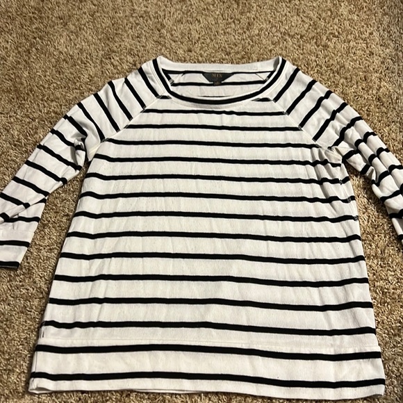 Cream/black stripe sweater (rayon/polyester, MIX by 41 Hawthorn (Stitch Fix), M - Picture 1 of 3